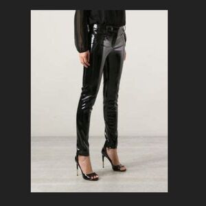 Black ‘Wet’ Shiny Vinyl Versace Jeans Made in Italy Super Chic + Sexy